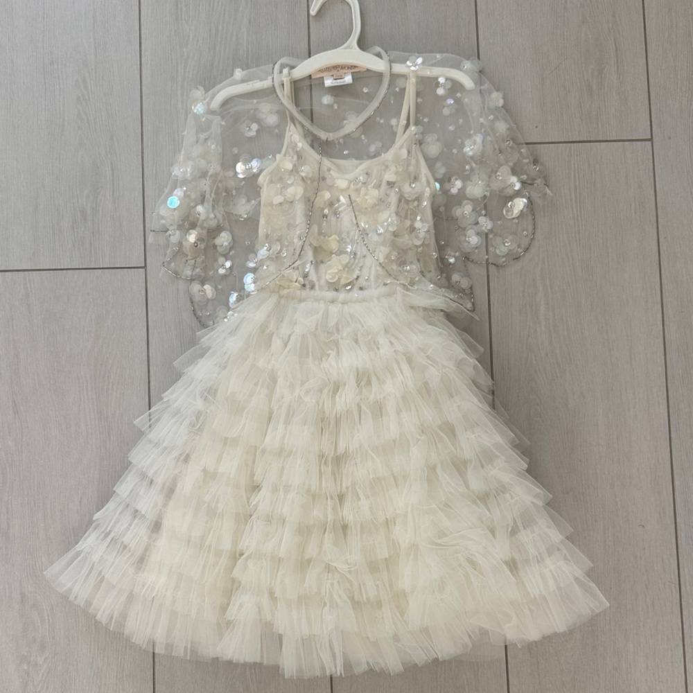 Tutu Du Monde Cream Sequin Dress with sequin cape